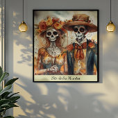 Dia de los Muertos waterverf bruidspaar Perfect Poster