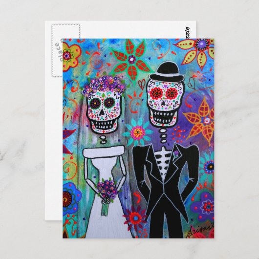 DIA DE LOS MUERTOS WEDDING BRIEFKAART (Voorkant / Achterkant)