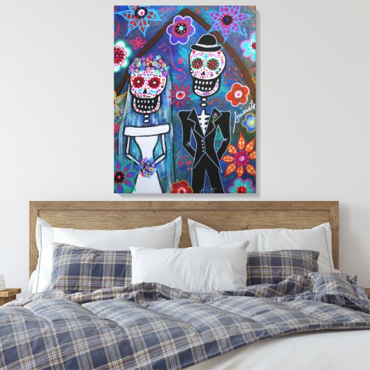 DIA DE LOS MUERTOS WEDDING CANVAS AFDRUK (Insitu (Slaapkamer))