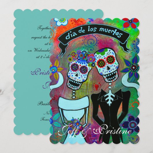 DIA DE LOS MUERTOS WEDDING KAART (Voorkant / Achterkant)