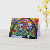 Dia de los Muertos Wedding Kaart (Gele Bloem)