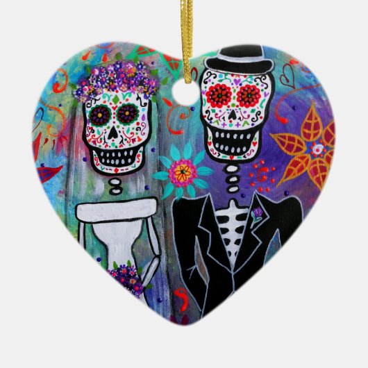 DIA DE LOS MUERTOS WEDDING KERAMISCH ORNAMENT (Voorkant)