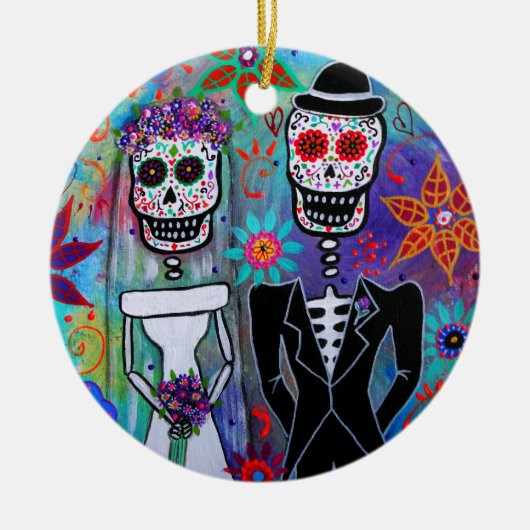 DIA DE LOS MUERTOS WEDDING KERAMISCH ORNAMENT (Voorkant)