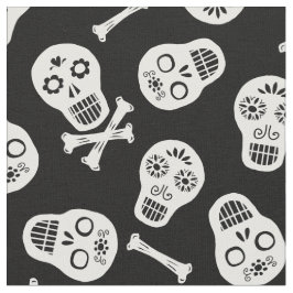 Dia de los Muertos White Paper Skulls Pattern Stof