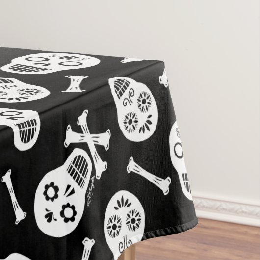 Dia de los Muertos White Paper Skulls Pattern Tafelkleed (Voorbeeld)