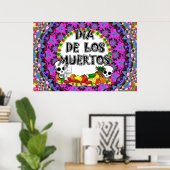 Dia De Los Muertos Wild Colors Poster (Thuiskantoor)