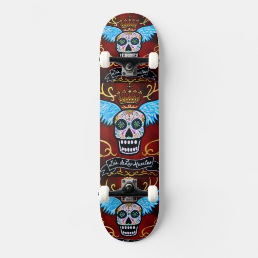 Dia de los Muertos Winged Calaveras Persoonlijk Skateboard (Voorkant)