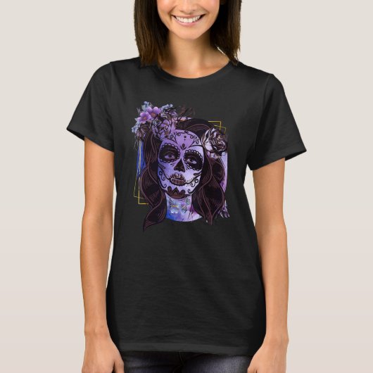 Dia de los Muertos Witchy Sugar Skull Woman T-shirt (Voorkant)