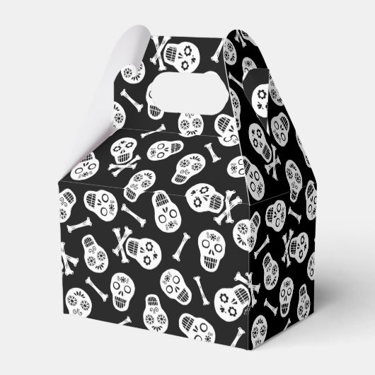 Dia de los Muertos Zwart en wit papier Schedels Bedankdoosjes (Achterkant)