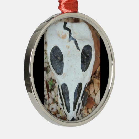 Dia de los Muertos zwart/wit geschilderde schedel Metalen Ornament (Rechts)