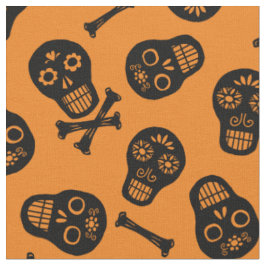 Dia de los Muertos Zwarte Papieren Schedels Patroo Stof