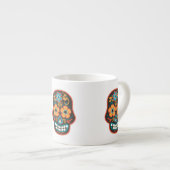 Dia de los Muertos Zwarte Suikerschedel Espresso Kop (Voorkant rechts)