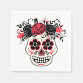Dia de lose Muertos Sugar Skull met Rozen Servet