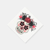 Dia de lose Muertos Sugar Skull met Rozen Servet (Hoek)