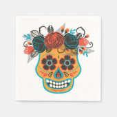Dia de lose Muertos Sugar Skull met Rozen Servet (Voorkant)