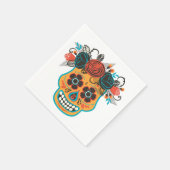Dia de lose Muertos Sugar Skull met Rozen Servet (Hoek)