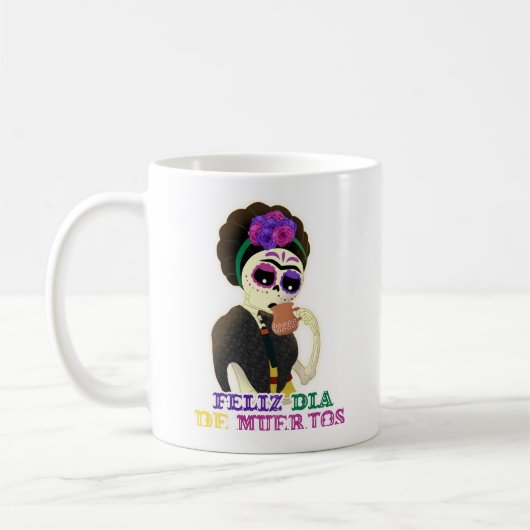 Día de muerto frida kahlo mug koffiemok (Links)
