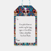 Dia de Muertos, blauw suiker schedels patroon Cadeaulabel (Achterkant)
