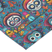 Dia de Muertos, blauw suiker schedels patroon Korte Tafelloper (Hoek)