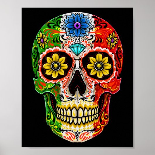 Dia de Muertos Cinco de Mayo Sugar Skull Mexican F Poster (Voorkant)