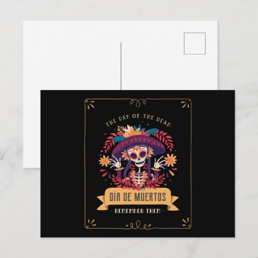 Dia de muertos-dag van de doden briefkaart (Voorkant / Achterkant)