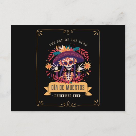 Dia de muertos-dag van de doden briefkaart (Voorkant)