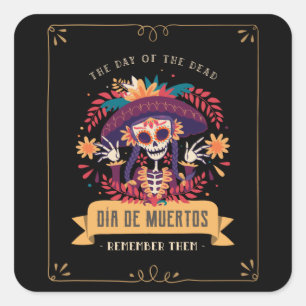 Dia de muertos-dag van de doden vierkante sticker