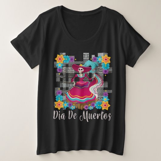 Dia de Muertos (Dag van de Dood) Vrouwen Grote Maat T-shirt (Design voorkant)