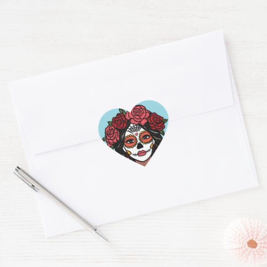 Día de Muertos Dag van het Dode Hart Sticker (Envelop)