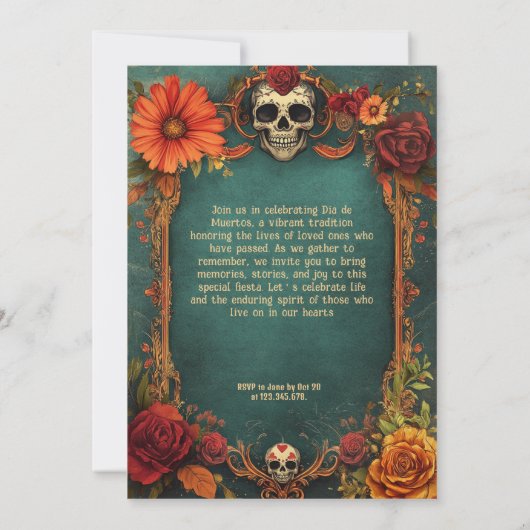 💀🎉  Día de Muertos-feestuitnodiging Kaart (Achterkant)