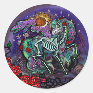 Día de Muertos Horse Ronde Sticker