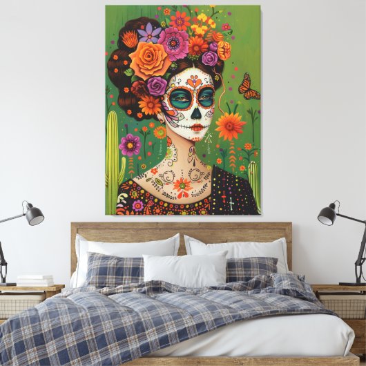 Dia de muertos, Mexicaans esthetisch Canvas Afdruk (Insitu (Slaapkamer))