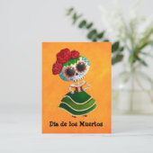 Dia de Muertos Mexican Miss Death Briefkaart (Staand voorkant)