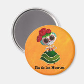 Dia de Muertos Mexican Miss Death Magneet (Voorkant / Achterkant)