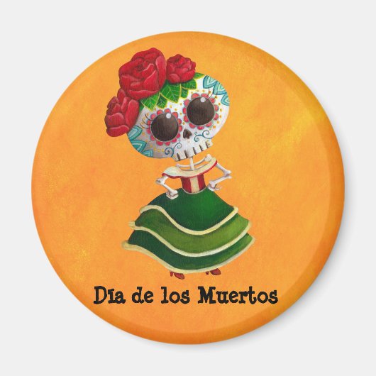 Dia de Muertos Mexican Miss Death Magneet (Voorkant)