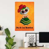 Dia de Muertos Mexican Miss Death Poster (Thuiskantoor)