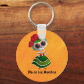 Dia de Muertos Mexican Miss Death Sleutelhanger (Voorkant)