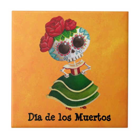 Dia de Muertos Mexican Miss Death Tegeltje (Voorkant)