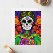 Día de Muertos Notitiekaartje (Voorkant / Achterkant in situ)