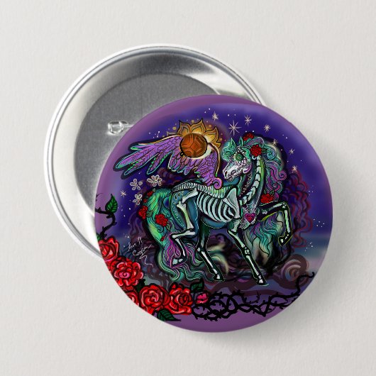 Día de Muertos Paard Ronde Button 7,6 Cm (Voorkant /achterkant)