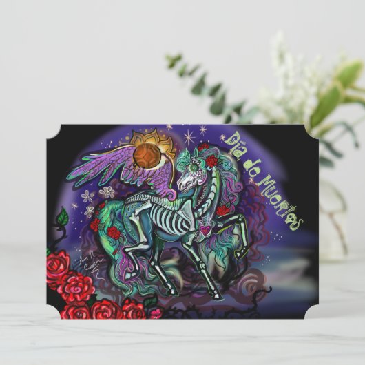 Día de Muertos Paard Uitnodiging (Staand voorkant)