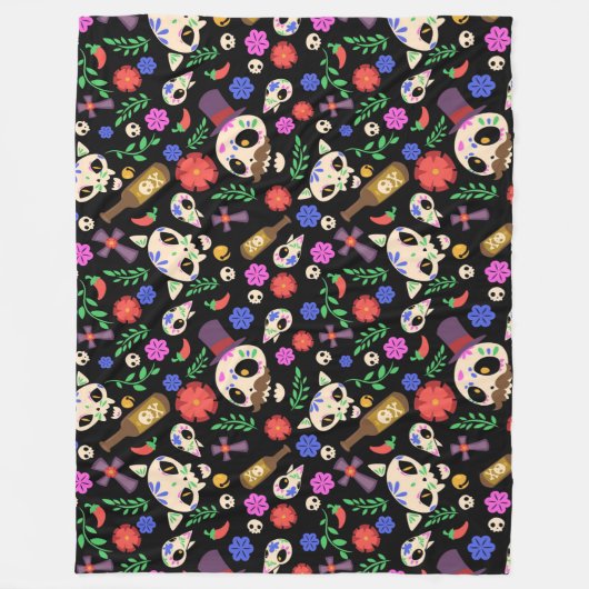 Día de Muertos Pattern Fleece Deken (Voorkant)