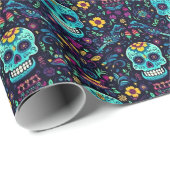 Día de Muertos Reverie: Turquoise suiker schedel S Cadeaupapier (Rol Hoek)