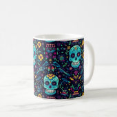 Día de Muertos Reverie: Turquoise suiker schedel S Koffiemok (Voorkant rechts)