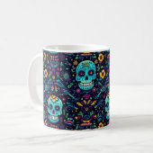 Día de Muertos Reverie: Turquoise suiker schedel S Koffiemok (Voorkant links)