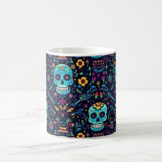 Día de Muertos Reverie: Turquoise suiker schedel S Koffiemok (Center)