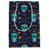 Día de Muertos Reverie: Turquoise suiker schedel S Medium Cadeauzakje (Voorkant)
