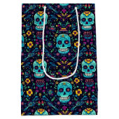Día de Muertos Reverie: Turquoise suiker schedel S Medium Cadeauzakje (Achterkant)