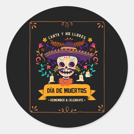 Dia de muertos Skull-dag van de doden Ronde Sticker (Voorkant)