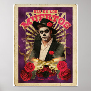 Dia De Muertos Sugar Skull Briefkaart Poster